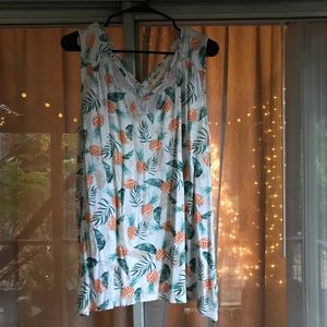 Pineapple tank top Style & Co sz XL lace trim